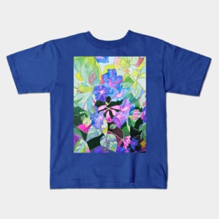 Purple blue Bindweed (morning glory) flowers in watercolor Kids T-Shirt